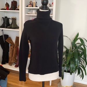 Classic J-Crew Turtleneck Wool-cashmere Blend- E6301 Black Sweater S XXS